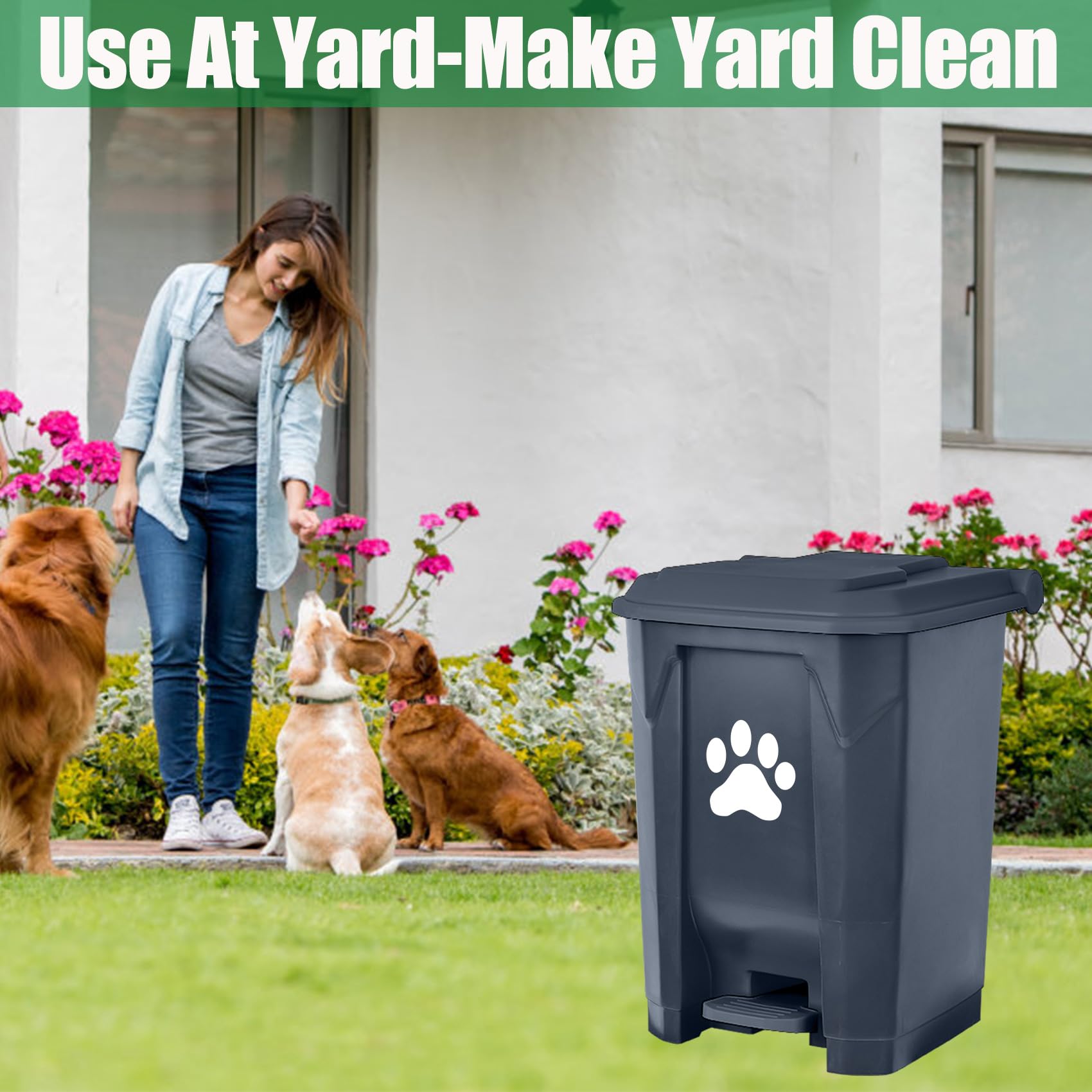 Mayayaday Outdoor Dog Poop Trash Can Dog Waste Trash Can With Lid And Removable Inner Bin For Yard Garden, Includes Pooper Scoop